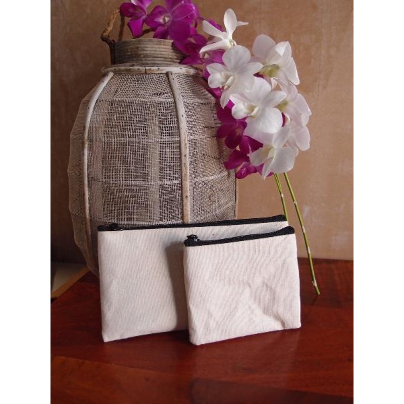 360 ct Mini Flat Zippered Jute Blend Canvas Pouch - By Case