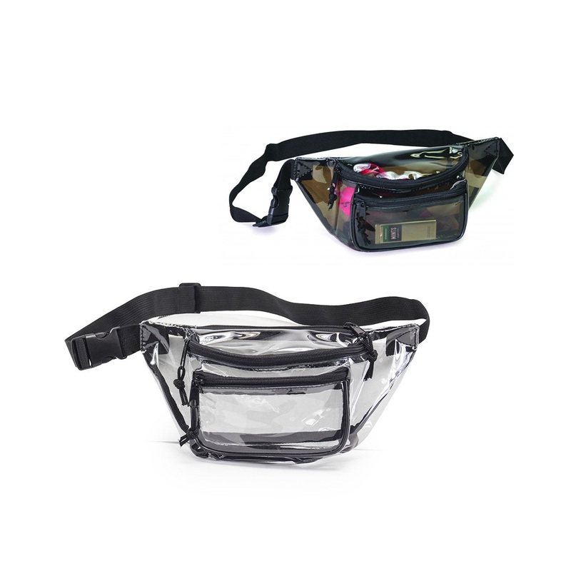 6 ct Three Zipper Clear Fanny Pack - By Bundle