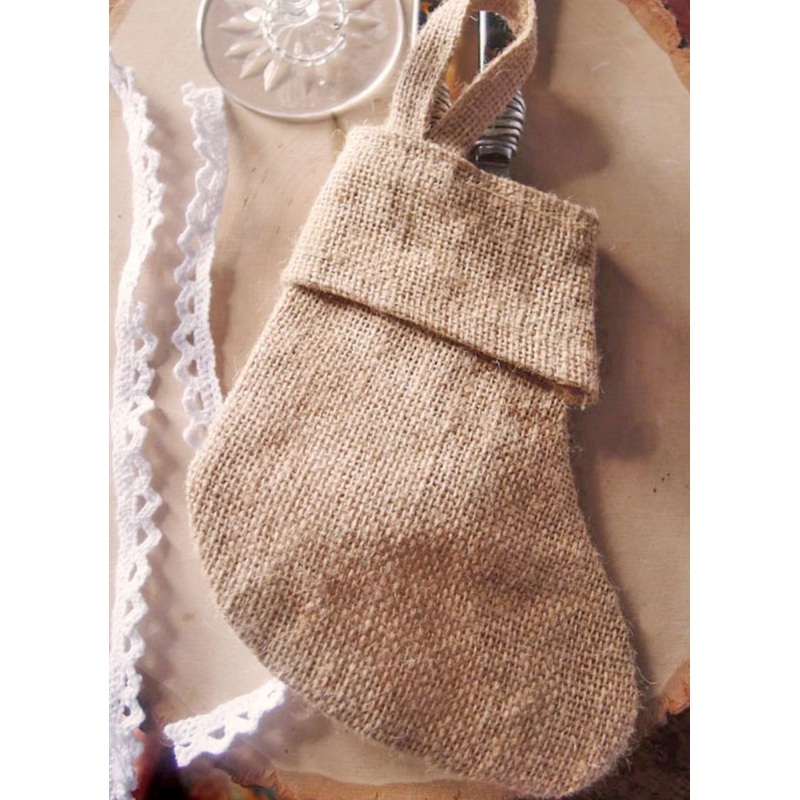 6 in Mini Christmas Stocking Jute/Burlap - CS993 (12 Pack)