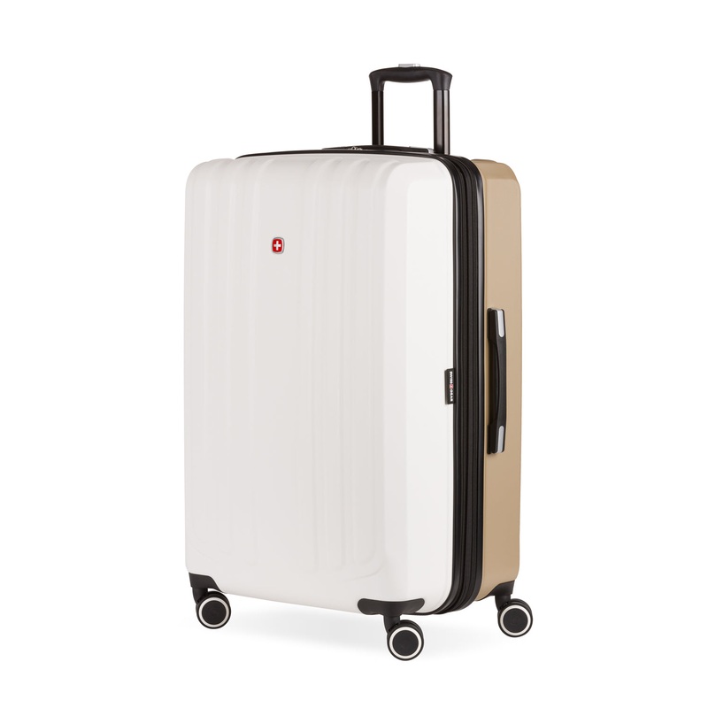 SWISSGEAR Duet Large Checked Spinner in Ivory/Taupe