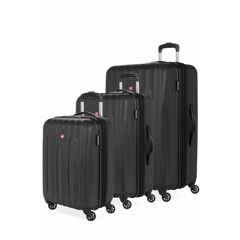 SWISSGEAR Chrome 3-Piece Spinner Set in Black