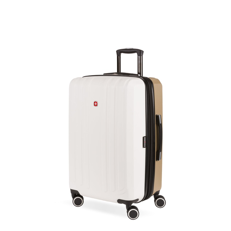 SWISSGEAR Duet Medium Checked Spinner in Ivory/Taupe