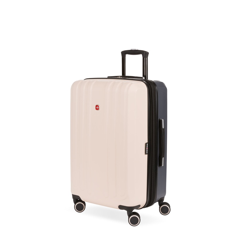 SWISSGEAR Duet Medium Checked Spinner in Whisper Pink/Dark Grey