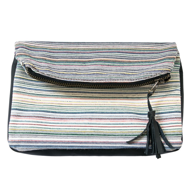 Striped Canvas Clutch Bag
