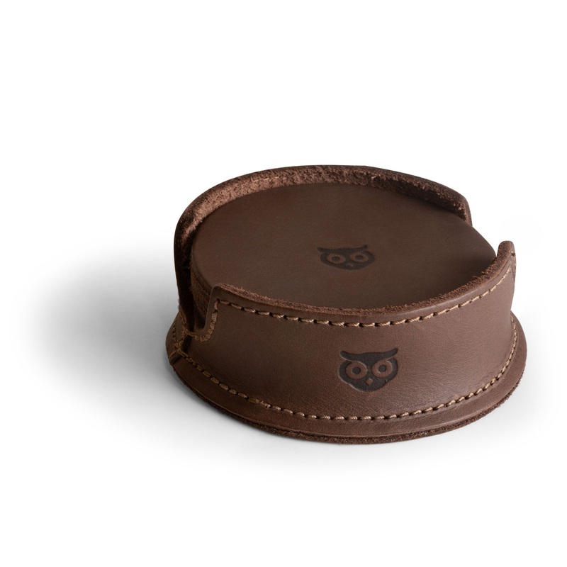 Thick Leather Owl Coasters (6-Pack)
