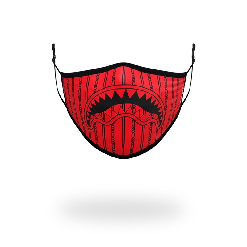 ADULT REVERSE SHARKS IN PARIS (RED) FORM FITTING FACE MASK