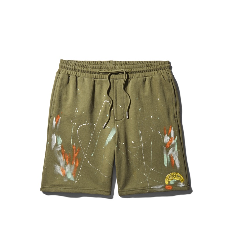 PAINT SPLAT KNIT SHORTS (GREEN)
