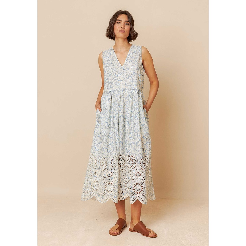 Embroidered Poplin D Mc195 Azul