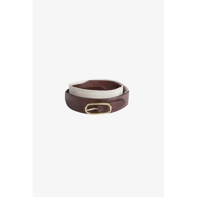 Wide Leather & Canvas Belt