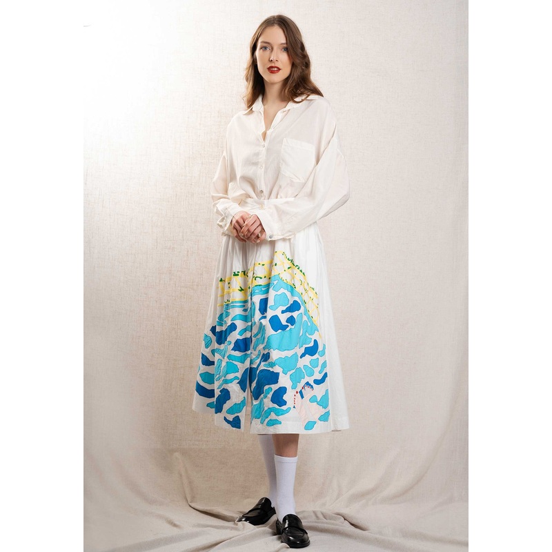 Skirt Hand Embroidered Lon Skirt Mona Long Craie