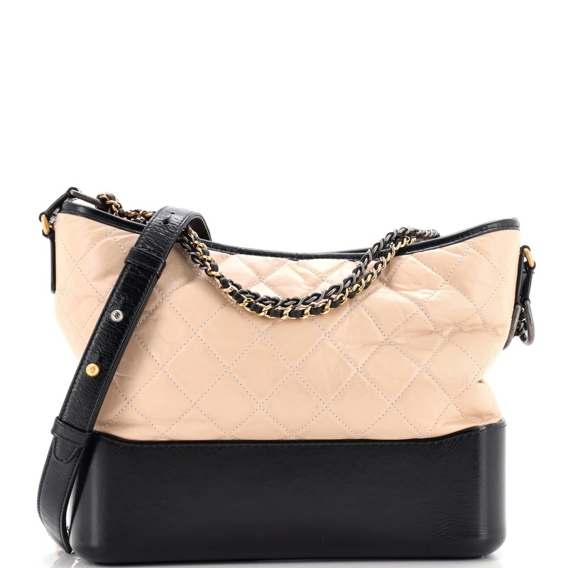 Bicolor Gabrielle Hobo Quilted Aged Calfskin Medium
