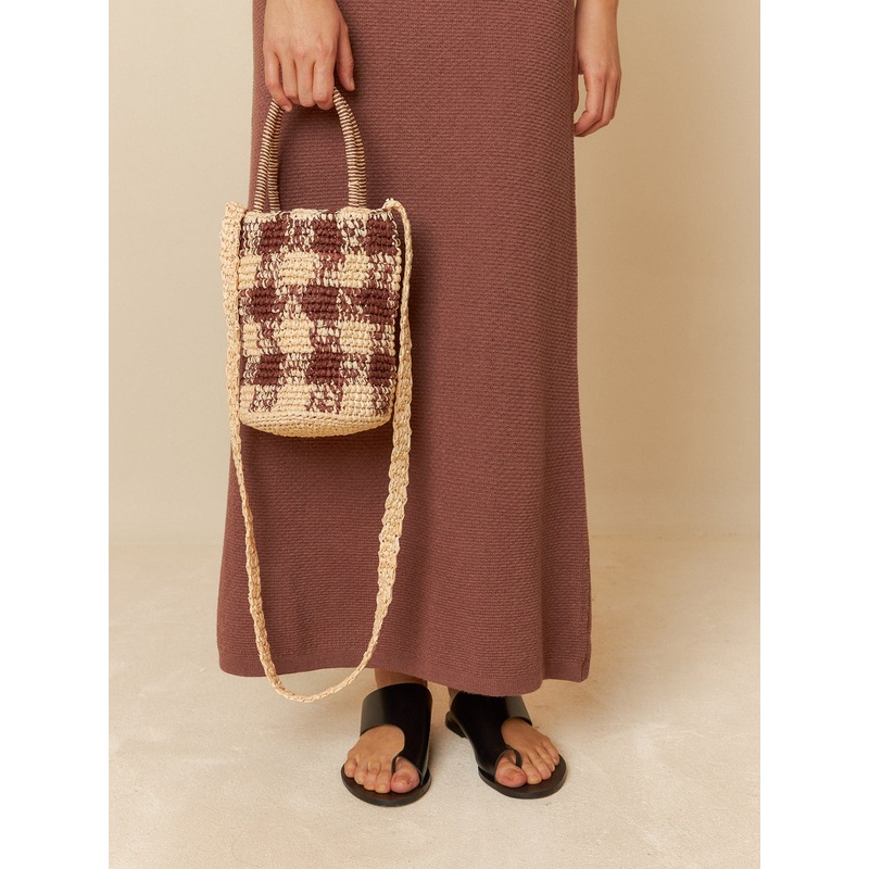 Raffia Bucket Bag Rk716 Chocolate