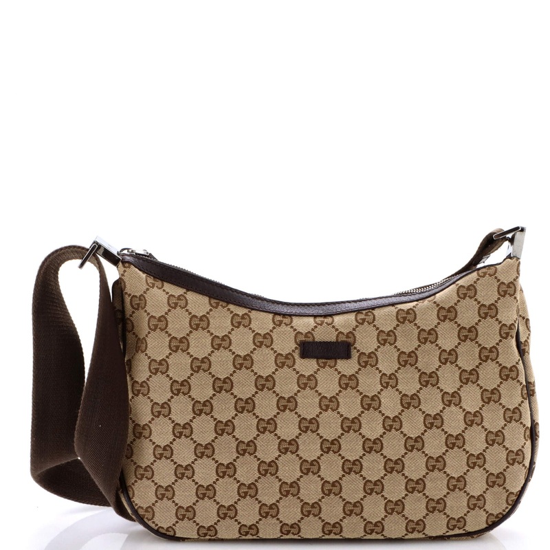 Saddle Zip Messenger Bag GG Canvas with Leather Medium