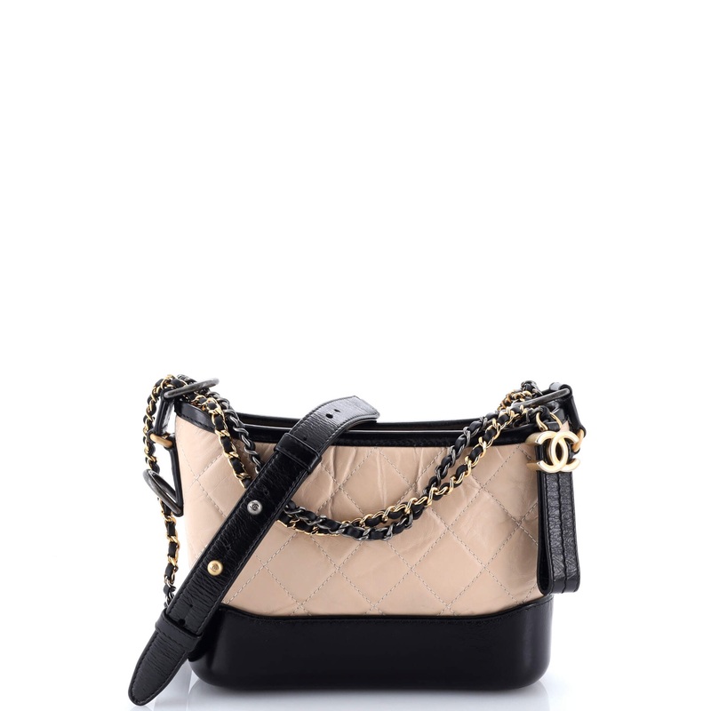 Bicolor Gabrielle Hobo Quilted Aged Calfskin Small