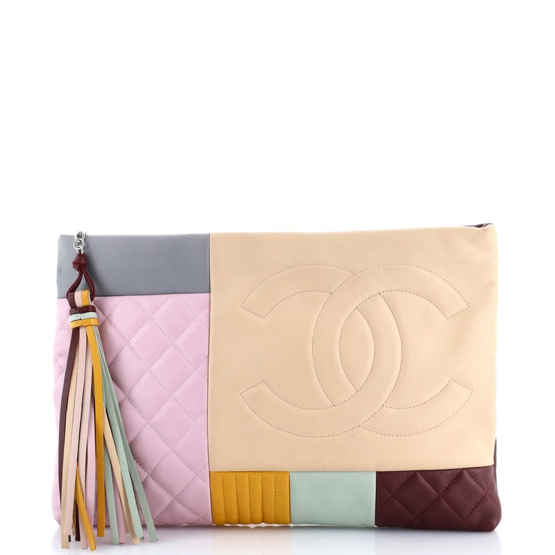 O Case Clutch Colorblock Leather Large