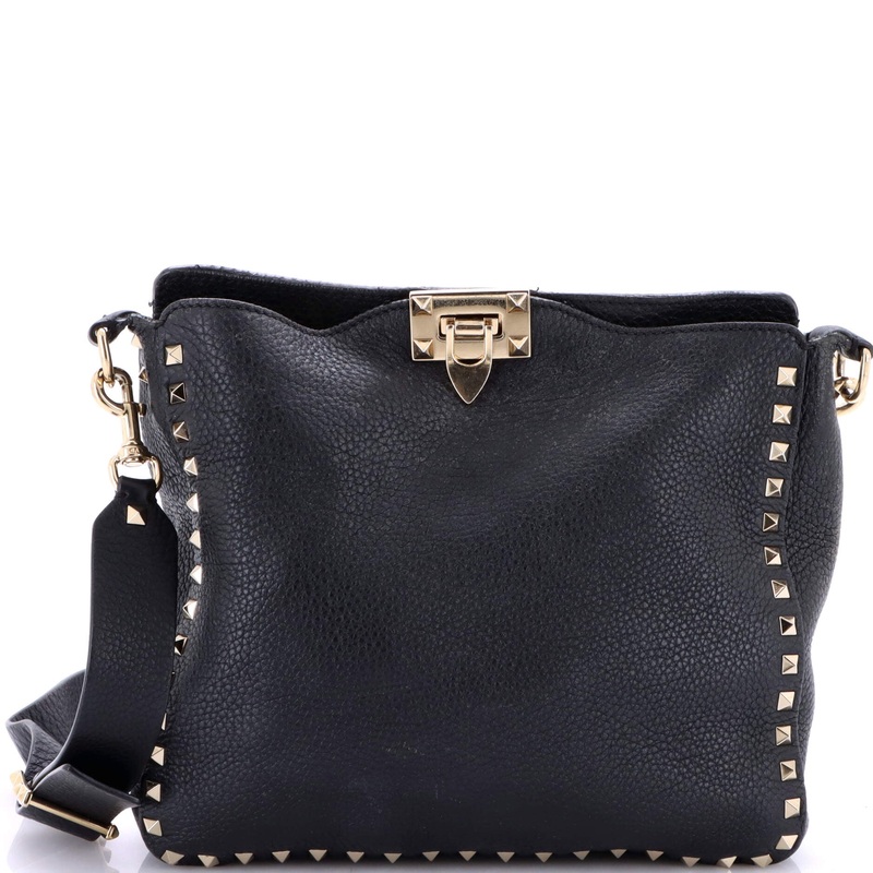 Rockstud Flip Lock Messenger Bag Leather Small