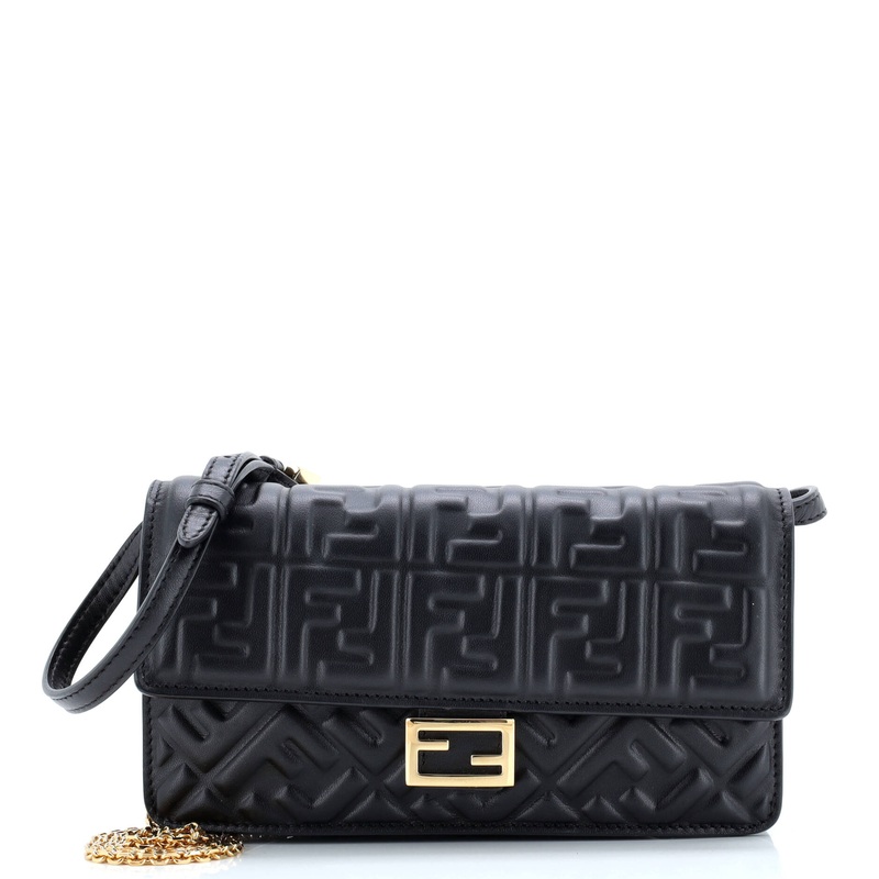 Baguette Wallet on Chain Zucca Embossed Leather