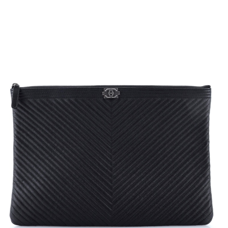 Boy O Case Clutch Chevron Lambskin Large