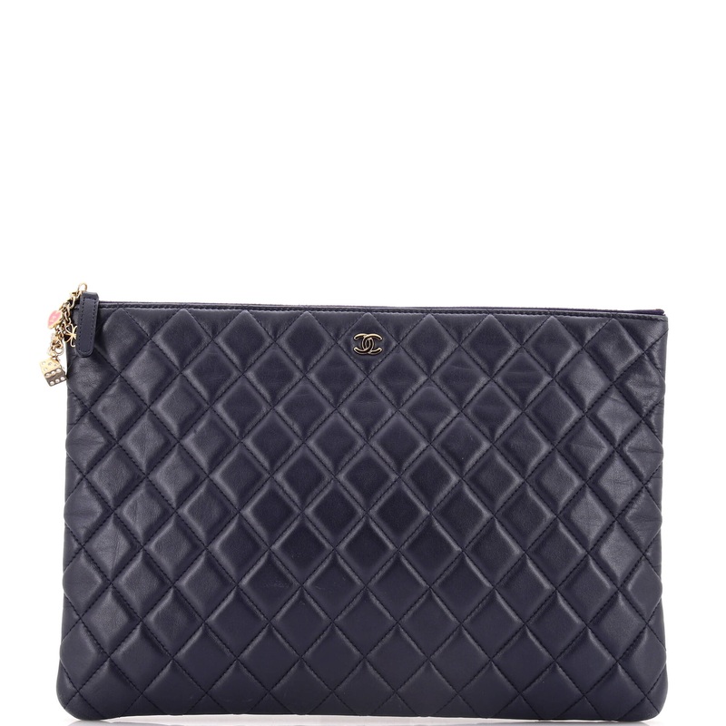 CC Casino O Case Clutch Quilted Lambskin Large