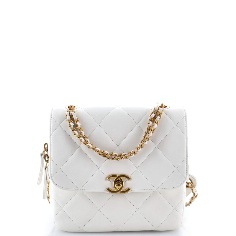 Chain Melody Flap Backpack Quilted Lambskin Small