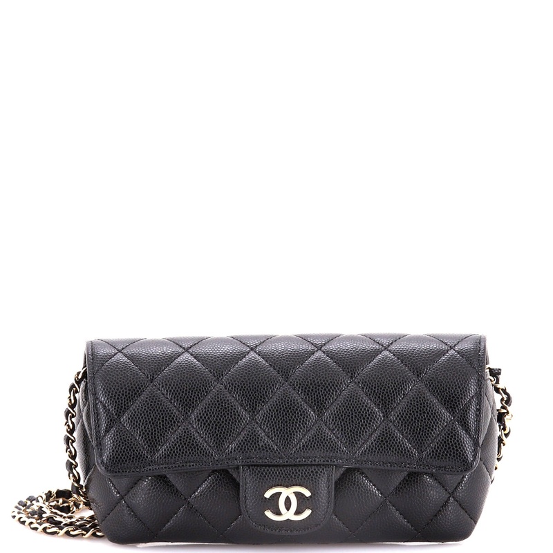 Classic Sunglasses Case with Chain Quilted Caviar