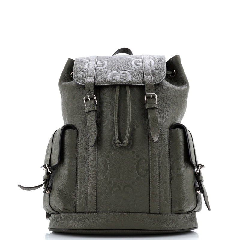 Double Pocket Belt Backpack Jumbo GG Embossed Leather Large