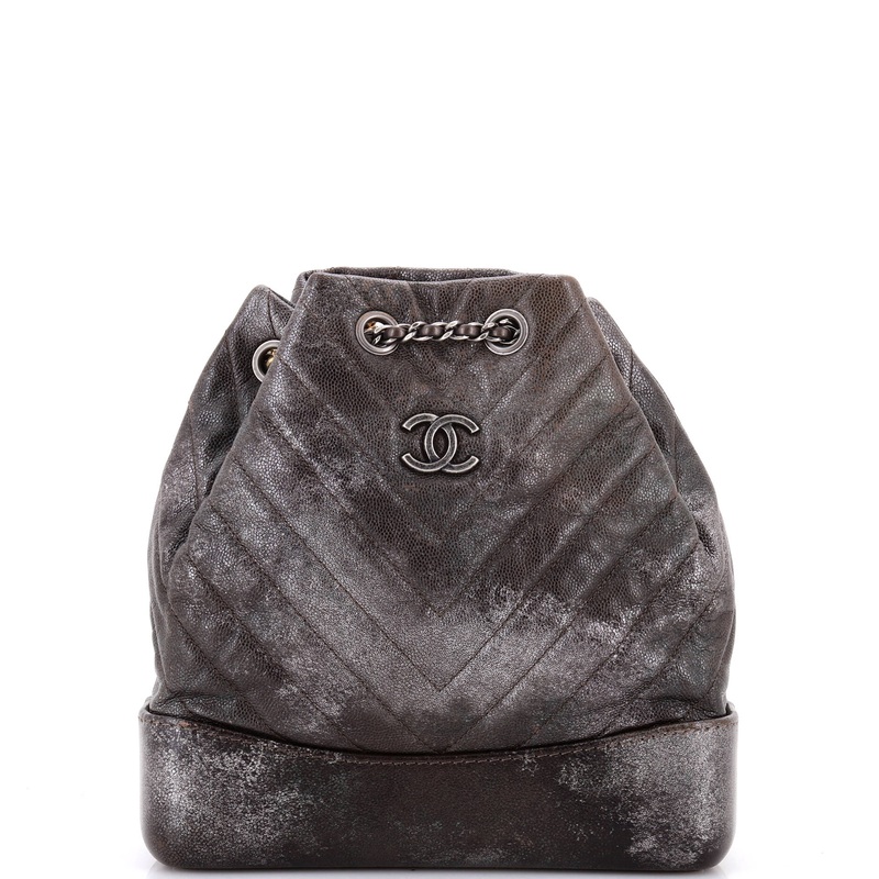 Gabrielle Backpack Chevron Metallic Caviar Small