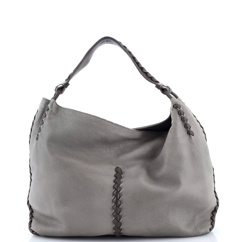 Open Hobo Cervo with Intrecciato Detail Medium