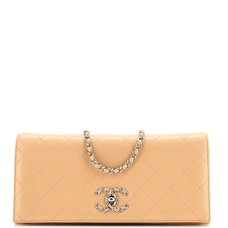 Woven Chain CC Clutch with Chain Quilted Lambskin Mini