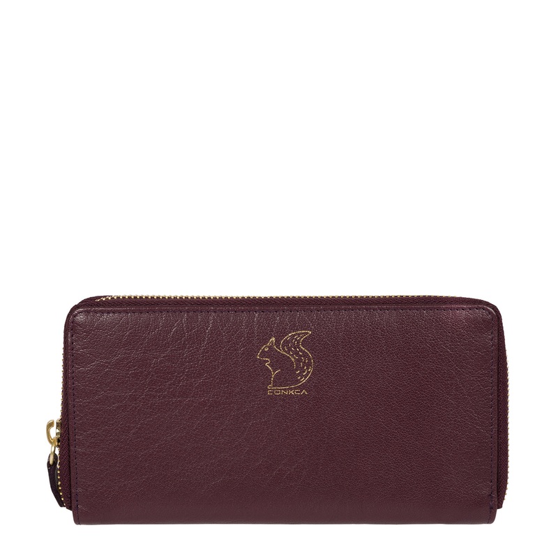 'Aisling' Plum Zip Round Leather Purse