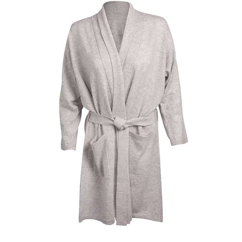 'Alston' Foggy Medium Merino Wool and Cashmere Dressing Gown