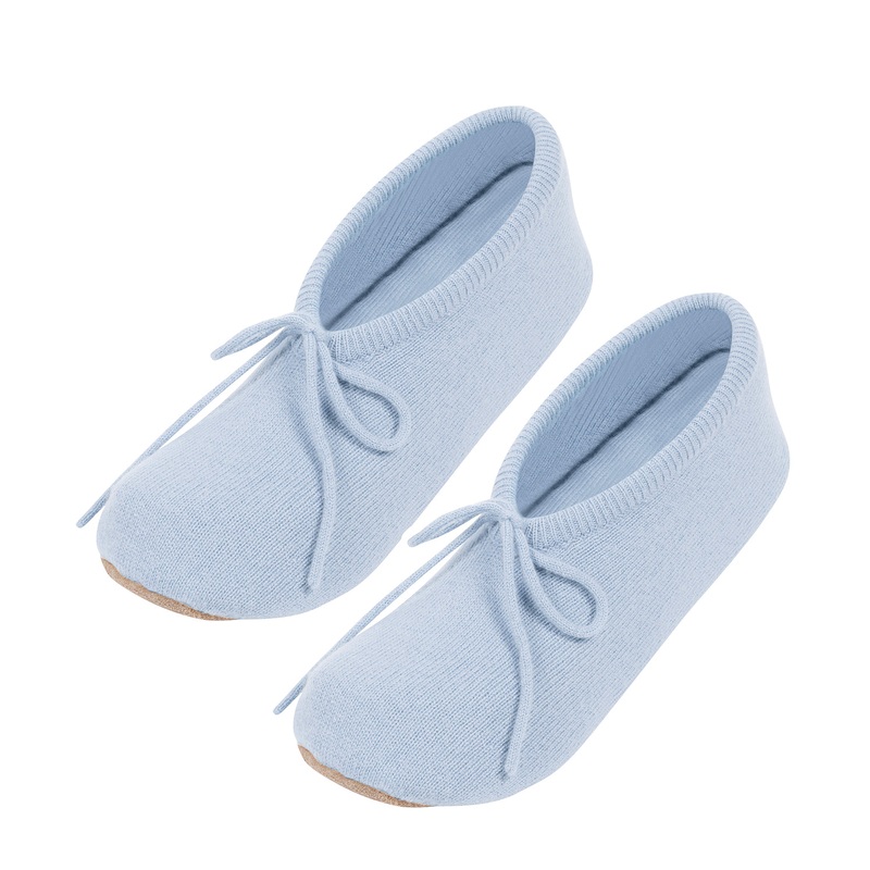 'Appleby' Powder Blue Cashmere & Merino Wool Small Ballet Slippers