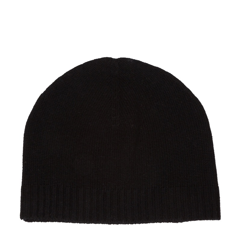'Bowness' Black Cashmere & Merino Wool Beanie Hat