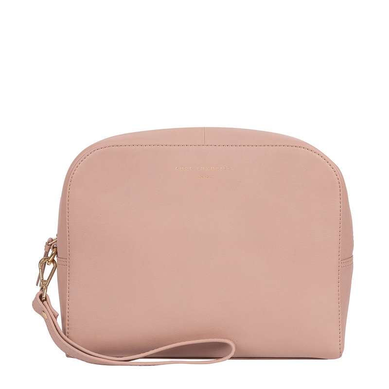 'Brompton' Blush Pink Leather Make-Up Bag