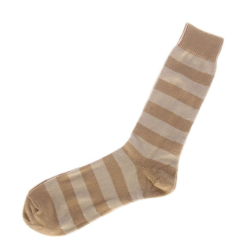 Camel and Oatmeal Striped Cotton Socks