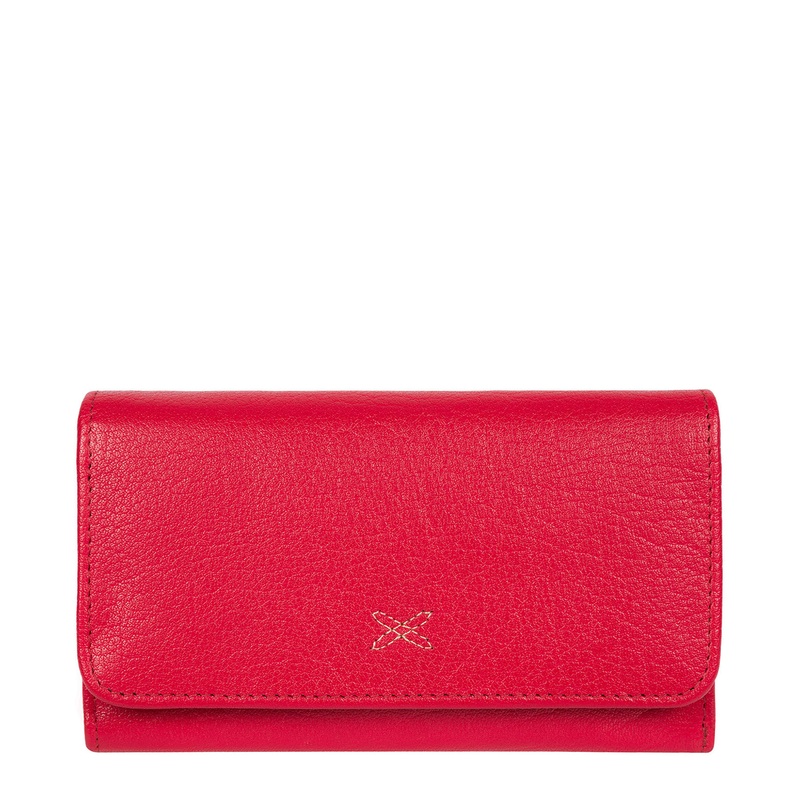 'Dina' Cherry Tri-Fold Leather Purse