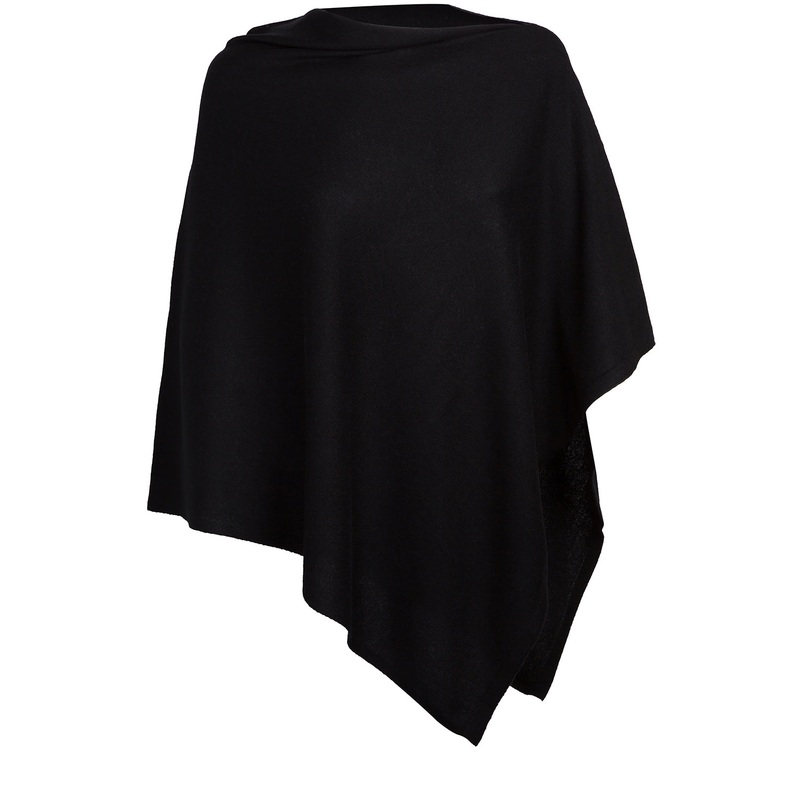 'Eskdale' Black Cashmere & Merino Wool Poncho