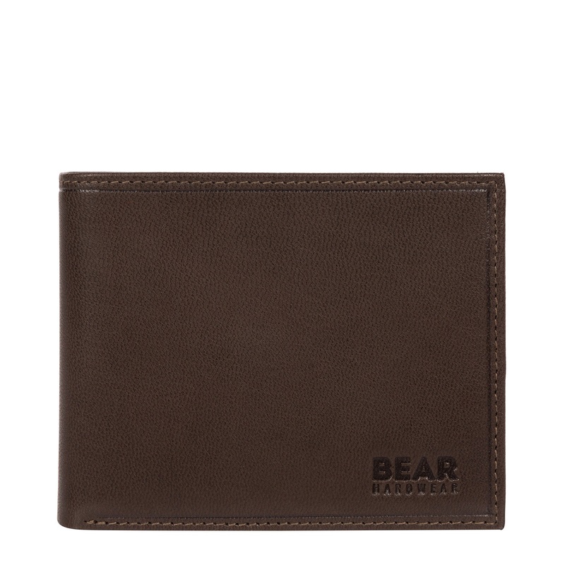 'Grid' Dark Brown Leather Bi-Fold Wallet