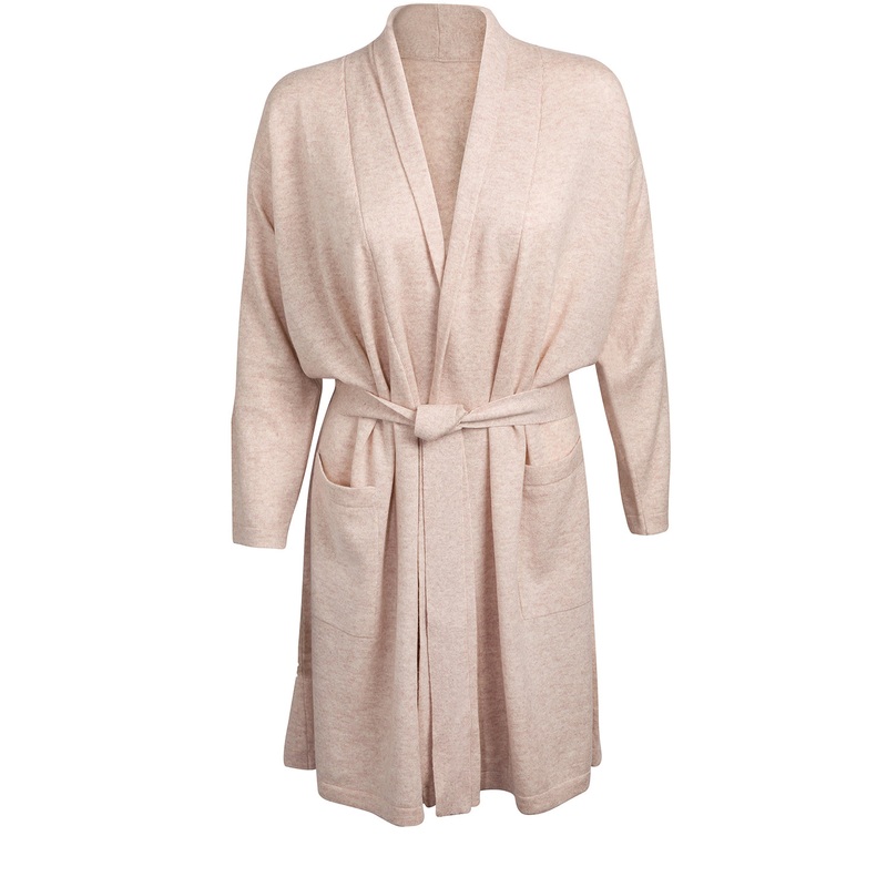 'Hallbeck' Oatmeal Small Merino Wool and Cashmere Dressing Gown