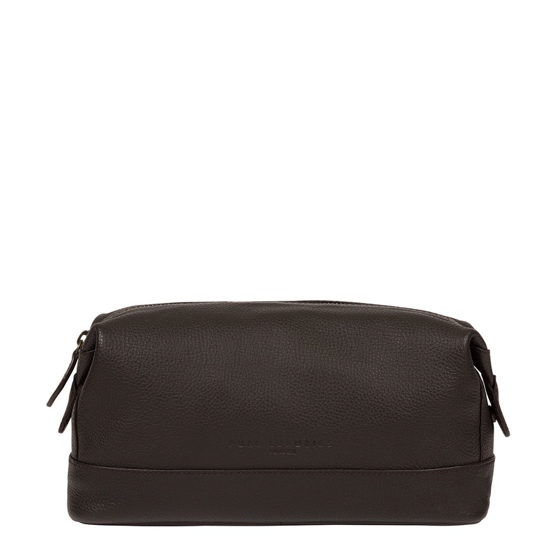 'Joggle' Brown Leather Washbag