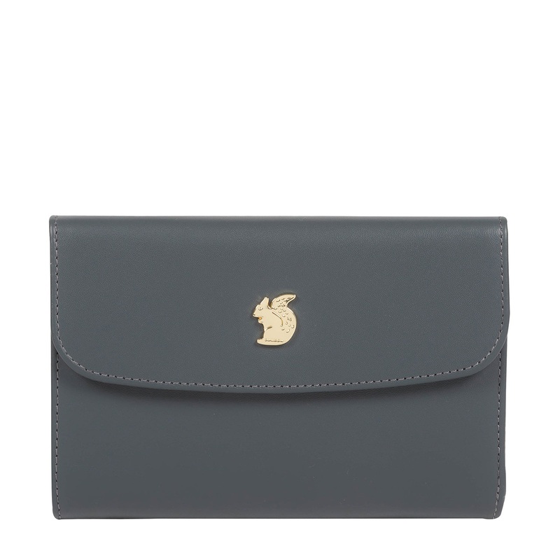 'Maple' Smoky Blue Leather Tri-Fold Purse