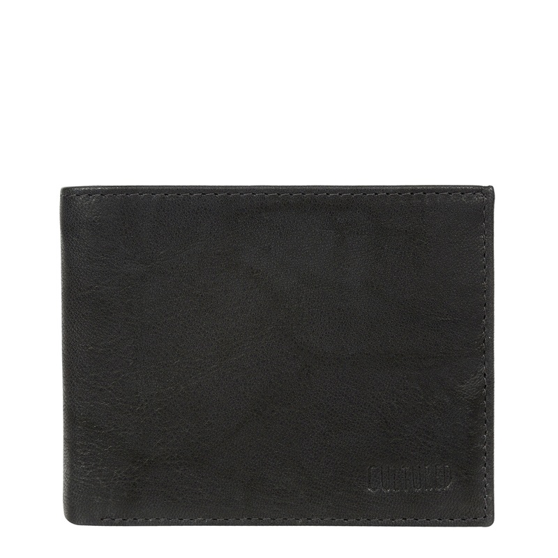 'Niall' Vintage Black Leather Tri-Fold Wallet