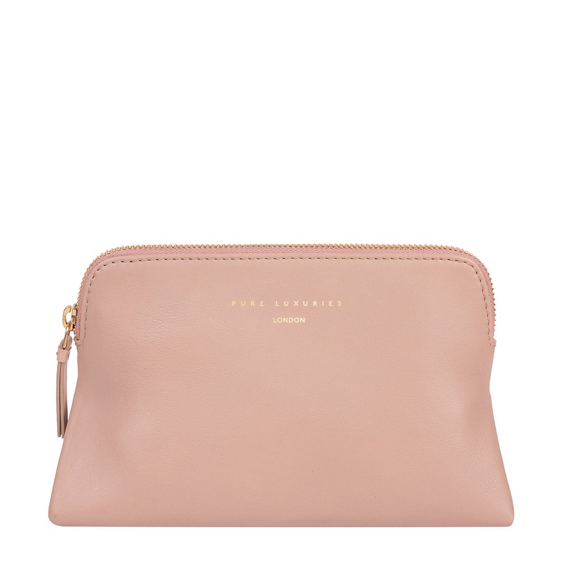 'Plaistow' Blush Pink Leather Make-Up Bag