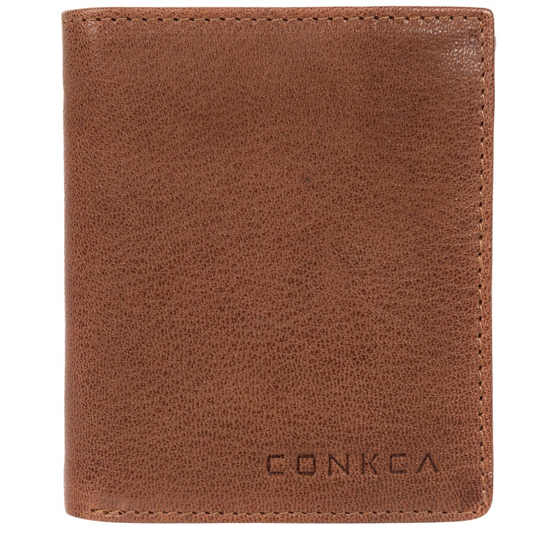 'Portus' Conker Brown Tri-Fold Leather Wallet