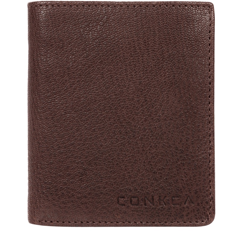 'Portus' Dark Brown Tri-Fold Leather Wallet