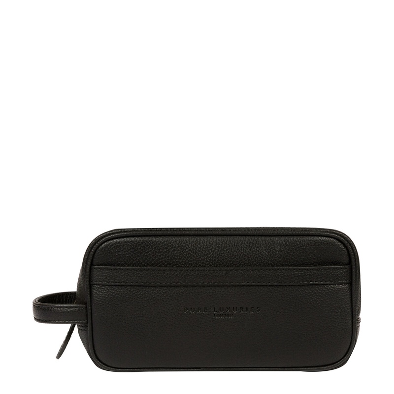 'Reef' Black Leather Washbag