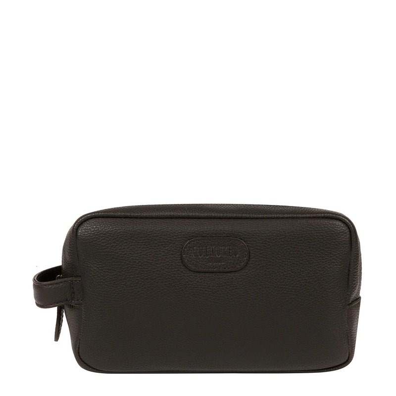 'Ronnie' Brown Leather Washbag