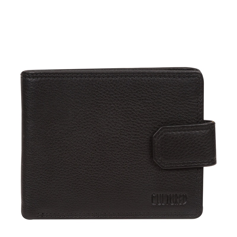 'Scott' Black Leather Bi-Fold Wallet