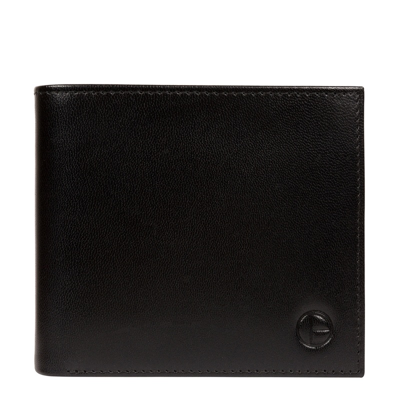 'Soloman' Black Leather Bi-Fold Wallet