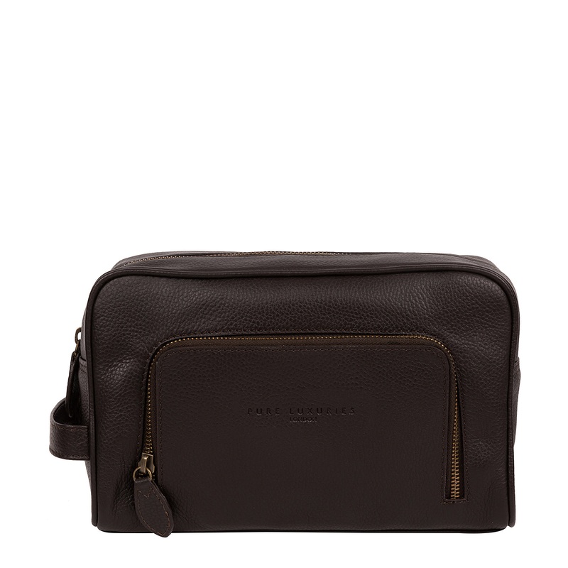'Stream' Brown Leather Washbag
